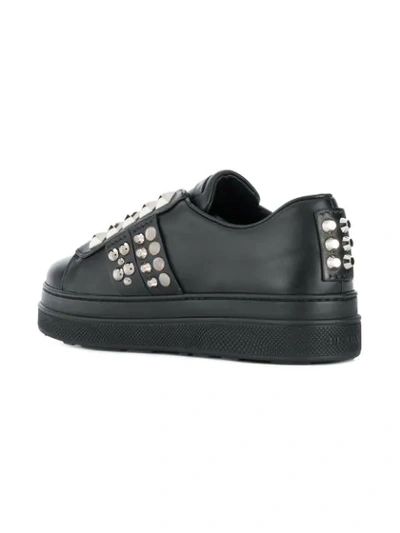 Shop Prada Studded Sneakers In Black