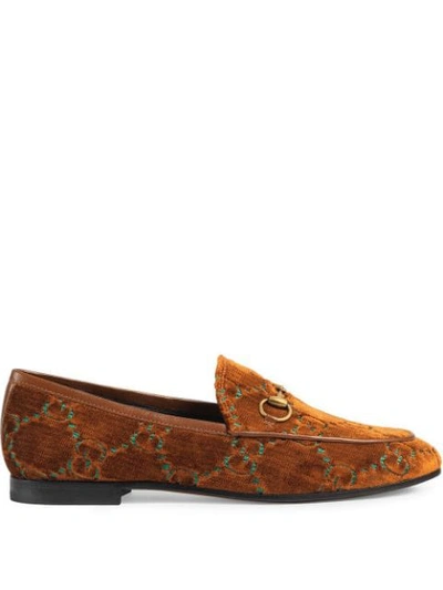 Shop Gucci Jordaan Gg Velvet Loafer In 2281 Brown