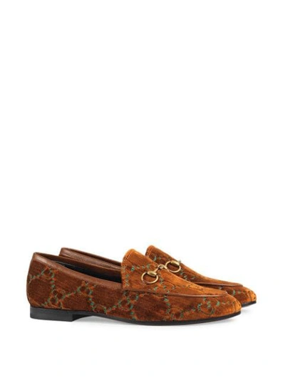 Shop Gucci Jordaan Gg Velvet Loafer In 2281 Brown