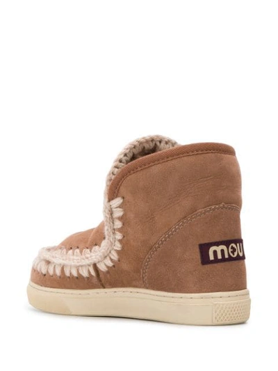Shop Mou Knitted Detail Boots In Neutrals