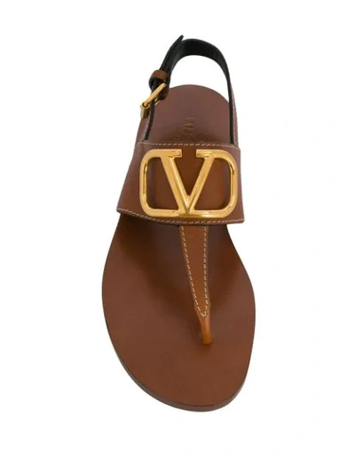 Shop Valentino Garavani Vlogo Sandals In Brown