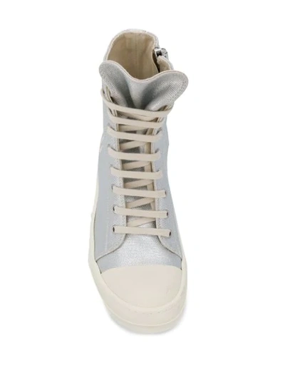 Shop Rick Owens Drkshdw Metallic High-top Sneakers In Silver