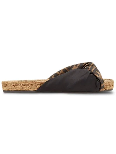 Fendi Double F Twist Slide Sandal In 