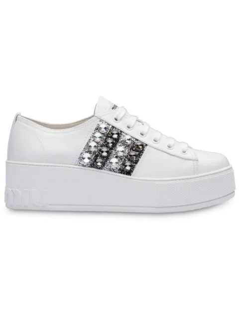 miu miu glitter platform sneakers