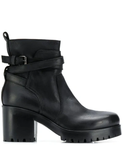 Shop Strategia Block-heel Ankle Boots In Black