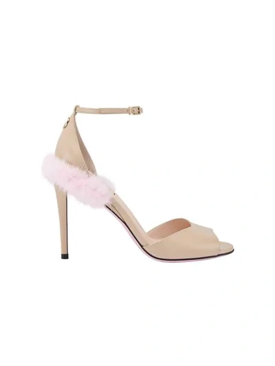 Shop Fendi Fur Detail Sandals - Neutrals