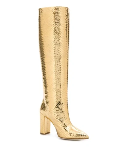 Shop Paris Texas Embossed Knee Boots In Gold