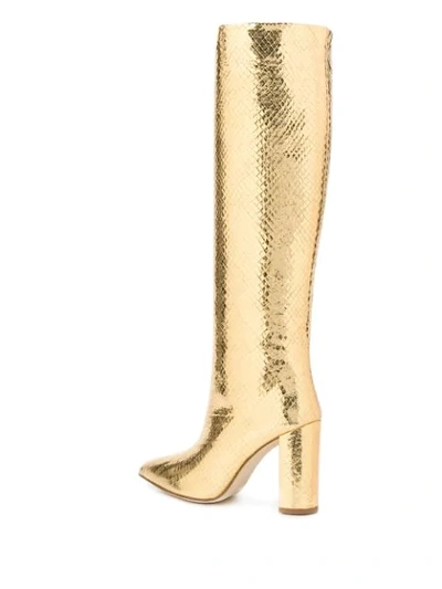 Shop Paris Texas Embossed Knee Boots In Gold