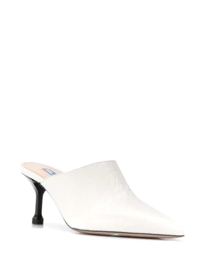 Shop Prada Croc-effect Mules In White