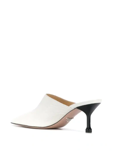 Shop Prada Croc-effect Mules In White