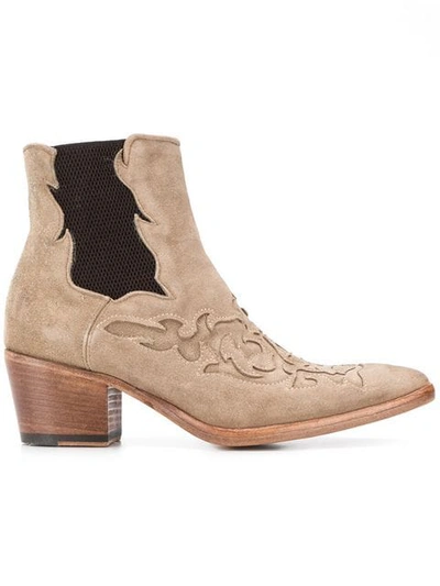 Shop Alberto Fasciani Western Ankle Boots In Neutrals