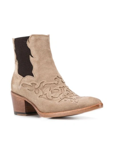 Shop Alberto Fasciani Western Ankle Boots In Neutrals