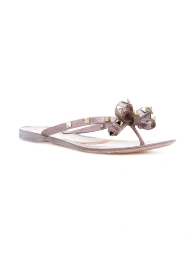 Shop Valentino Rockstud Flip Flops In Pink