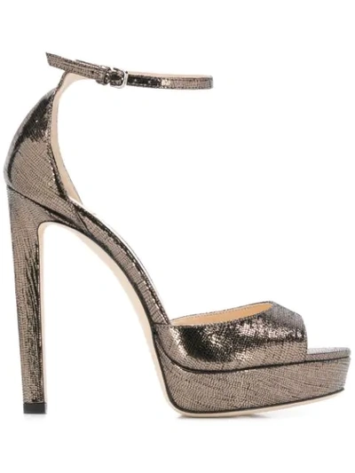 Shop Jimmy Choo Pattie 140 Sandals In Silver