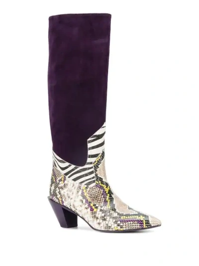 Shop A.f.vandevorst Panelled Knee-high Boots In Purple