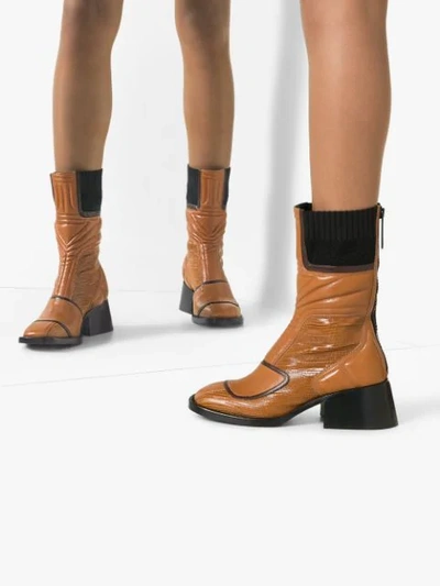 Shop Chloé Bell 50mm Quilted Boots In Brown