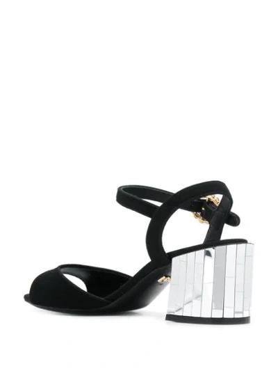Shop Dolce & Gabbana Mirrored Mosaic Heel Sandals In Black
