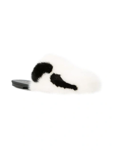 Shop Joshua Sanders Panda Slippers In White