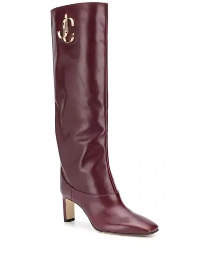 Shop Jimmy Choo Mahesa 65 Logo Plaque Boots In Red