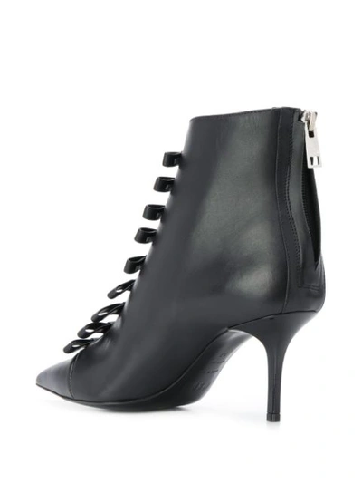 Shop Msgm Logo Bow Pointed Toe Boots In Black