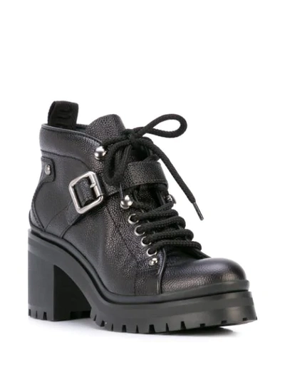 Shop Miu Miu Heeled Lace-up Boots In Black