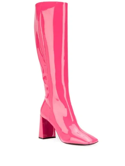 Shop Prada Patent Boots 85 In F0029 Fuxia