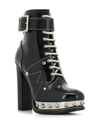 Shop Alexander Mcqueen Studded Metallic Platform Sole Ankle Boots In Black