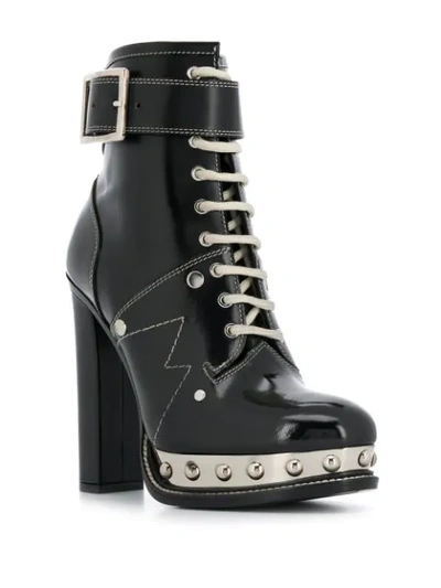 Alexander Mcqueen Studded Metallic Platform Sole Ankle Boots In Black