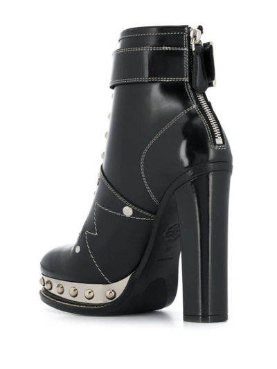 Alexander Mcqueen Studded Metallic Platform Sole Ankle Boots In Black