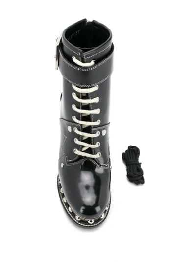 Shop Alexander Mcqueen Studded Metallic Platform Sole Ankle Boots In Black