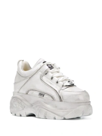 Shop Buffalo Ridged Sole Sneakers In White