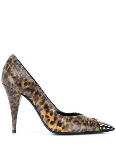 LEOPARD-PRINT STUDDED PUMPS