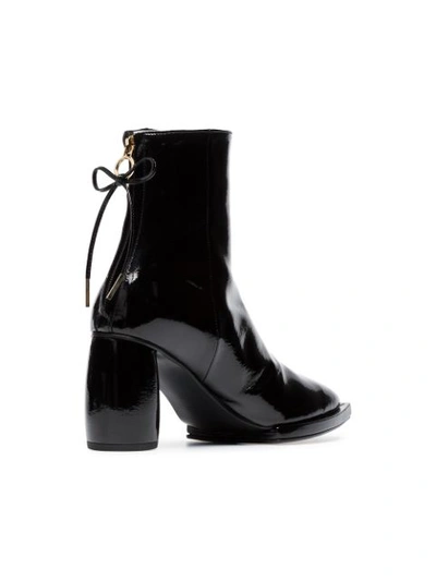 Shop Reike Nen Square Toe Patent Leather Ankle Boots In Black