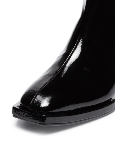 Shop Reike Nen Square Toe Patent Leather Ankle Boots In Black