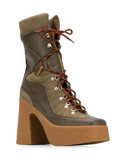 Shop Stella Mccartney Platform Lace-up Boots In Green