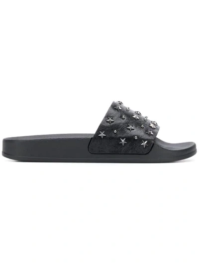 Shop Balmain Studded Slides - Black