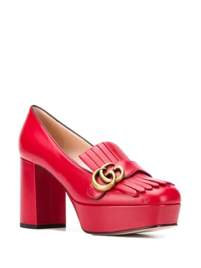 GUCCI MONOGRAM FRINGED PUMPS - 红色