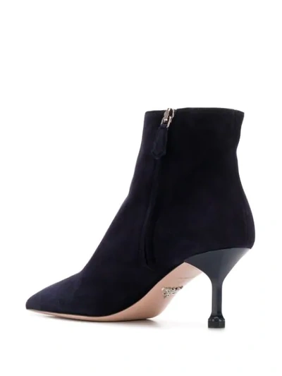 Shop Prada Pointed Ankle Boots In Blue