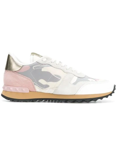 Shop Valentino Rockrunner Printed Sneakers - White