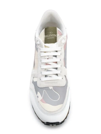 Shop Valentino Rockrunner Printed Sneakers - White