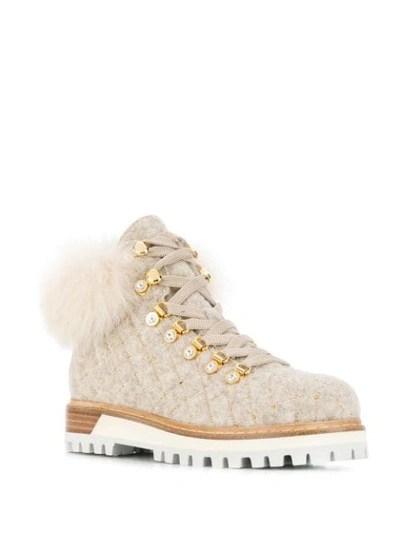 Shop Le Silla Stud Embellished Trekking Boots In 45 Beige