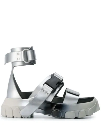 Shop Rick Owens Larry Ankle-strap Sandals In Silver
