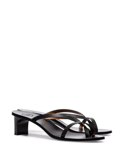 Shop Atp Atelier Black Toma 45 Leather Strappy Mules