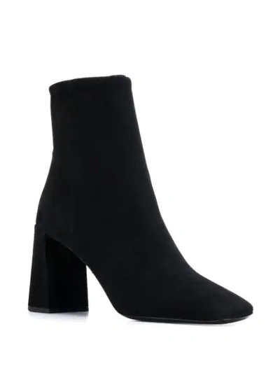 Shop Prada Chunky Heel Ankle Boots In Black