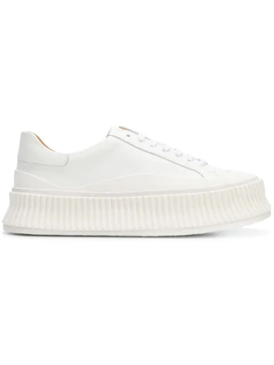 Shop Jil Sander Platform Sole Sneakers In Bianco