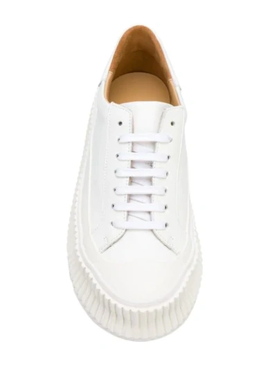 Shop Jil Sander Platform Sole Sneakers In Bianco