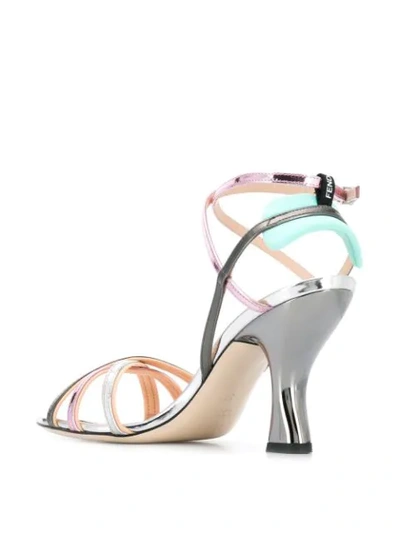Shop Fendi Strappy Sandals In Silver