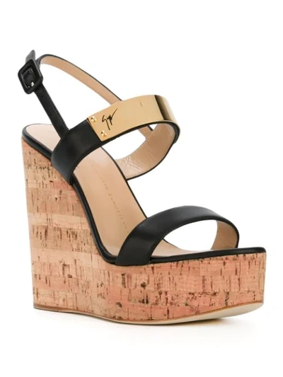 Shop Giuseppe Zanotti Wedge Sandals In Black