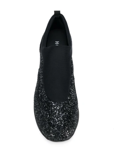 Shop Hogan H222 Glitter Sneakers In Black
