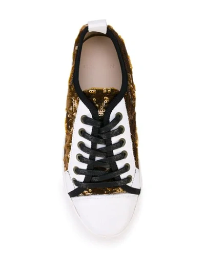 Shop Carven Sequin Sneakers In Brown